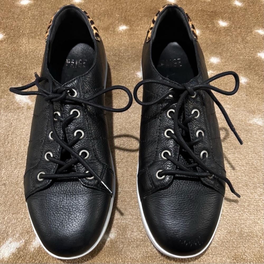 Paige Leather Sneakers w/Leopard “Fur” Trim